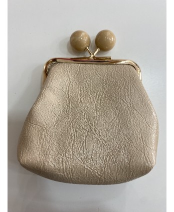 Monedero piel beige