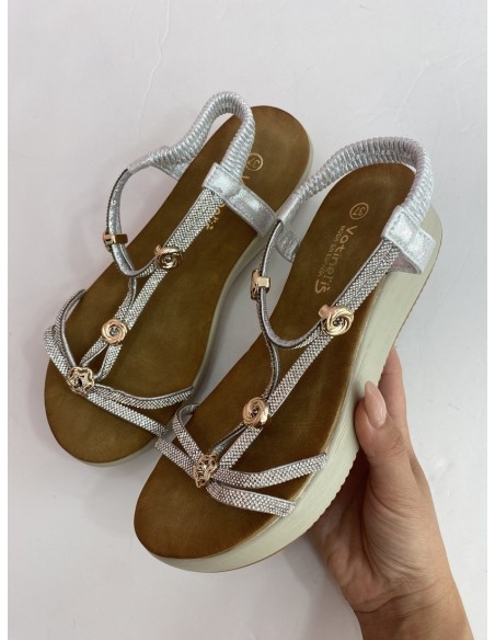 Sandalia Glitter Plata