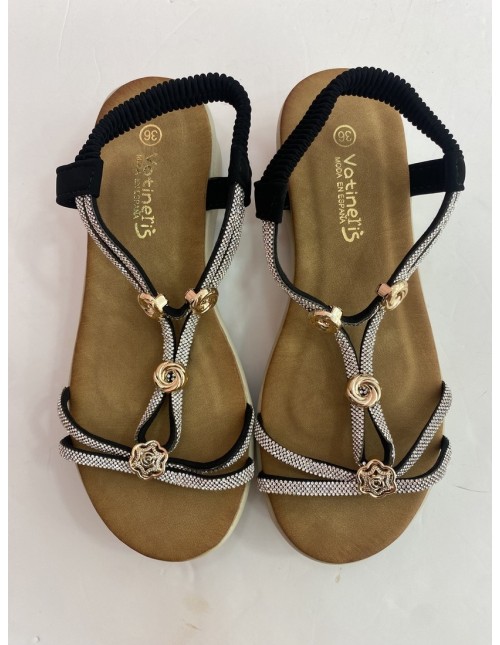 Sandalia Glitter Negra