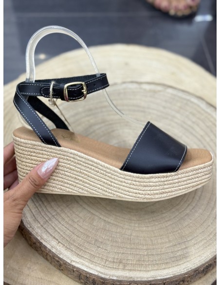 Cuña Denver Negra Piel