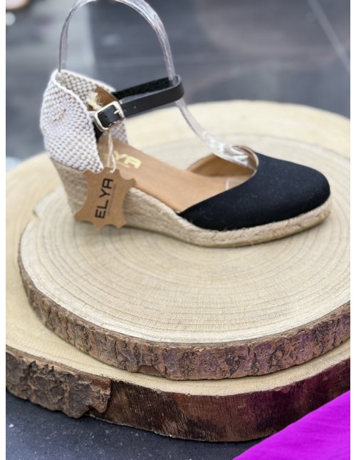 Cuña Cádiz Negra Piel