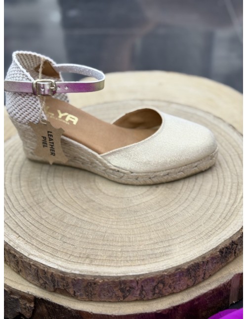 Cuña Cádiz Dorada Piel