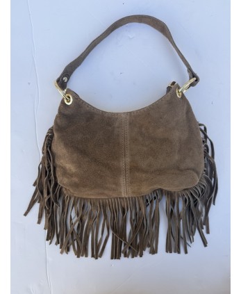 Bolso Flecos Piel Beige