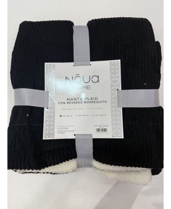 Manta Reversible Negra 130x160cm