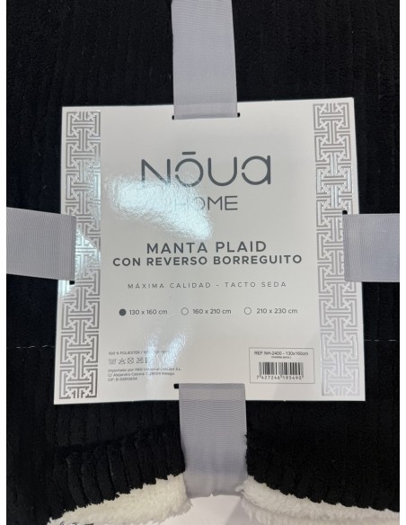 Manta Reversible Negra 130x160cm