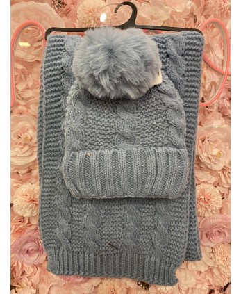 Conjunto gorro+bufanda Budapest celeste