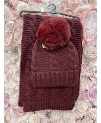 Conjunto gorro+bufanda Budapest burdeos
