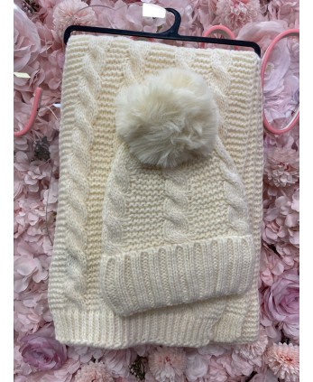 Conjunto gorro+bufanda Budapest beige