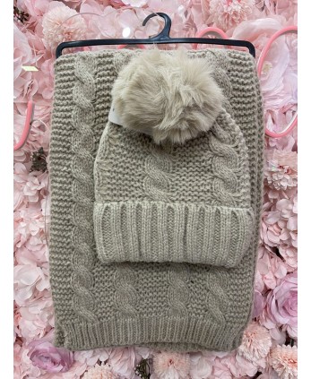 Conjunto gorro+bufanda Budapest nude