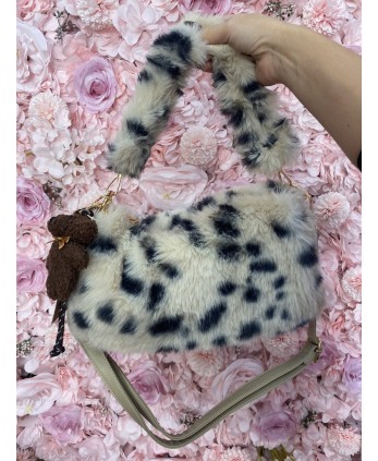 Bolso peluche Beige/negro