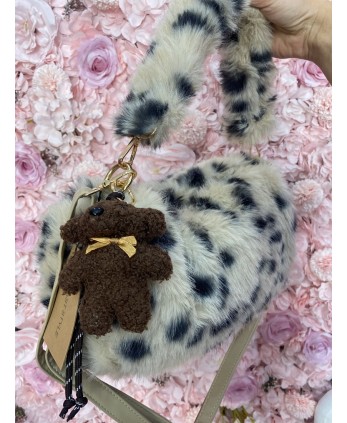 Bolso peluche Beige/negro 2