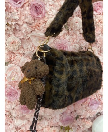 Bolso peluche marrón/negro