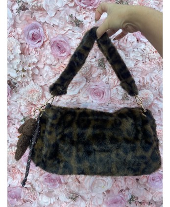 Bolso peluche marrón/negro 2