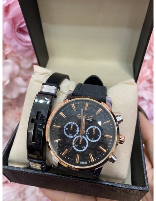 Reloj + pulsera CRUZ negro