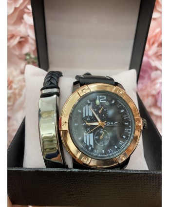 Reloj+pulsera trenzas negro