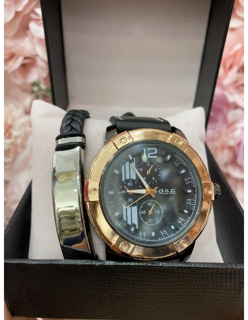 Reloj+pulsera trenzas negro