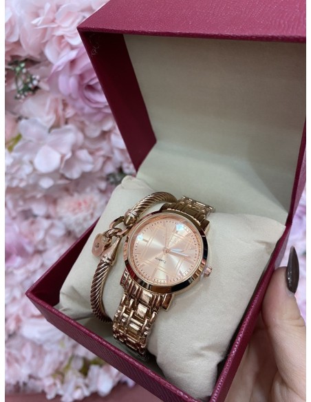 Reloj+pulsera ROSADO mujer