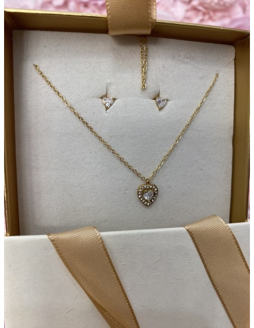 Conjunto corazón dorado