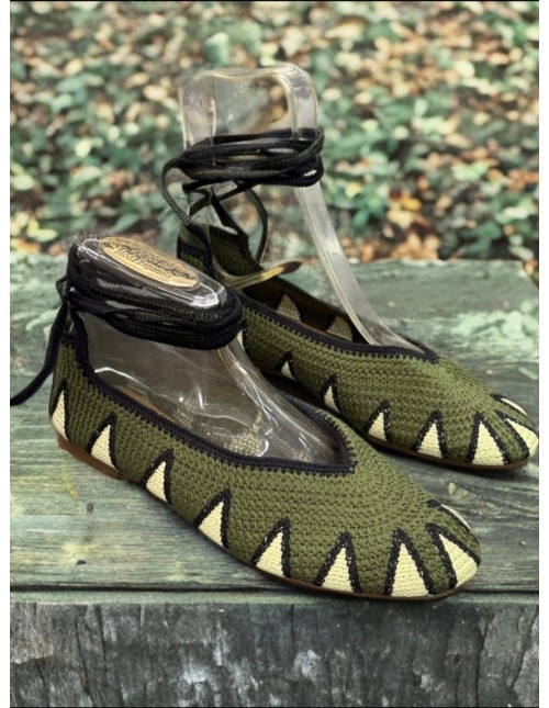 Manoletina Crochet Verde