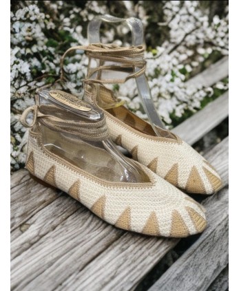 Manoletina Crochet Beige